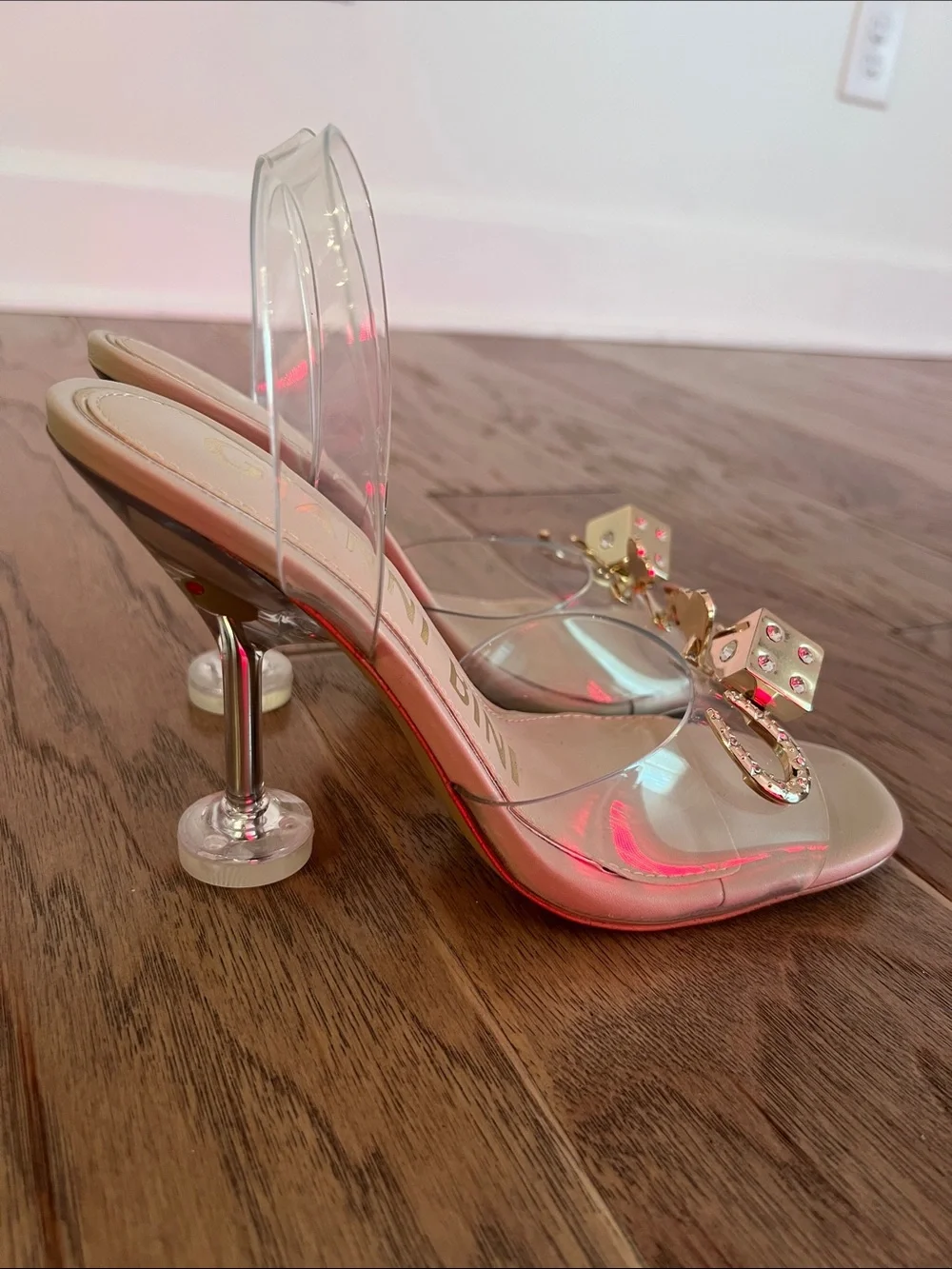 Gianni Bini Maverick Clear Casino Ornament Martini Heel Slingback Heels Sz 6